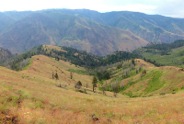 The route into Hells Canyon is cross-country down the ridge line at left.