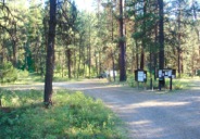 Entrance to the Driftwood Campground, located about 4.3 miles from Hwy 395 on Road 55.