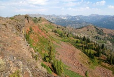 From Sugarloaf Mountain, one has wide sweeping views north of the High Wallowa peaks.