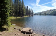 The Fish Lake Campground is spread out on the hillside north of the lake. 