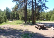 Big Creek Meadows Campground is a small, rustic site in a lodgepole pine forest.