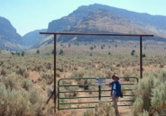After first obtaining permission from the Ranch, the hike starts up the jeep road behind this gate.