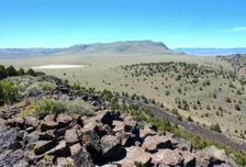 View southwest, back over Petroglyph Lake and the Hart Mountain plateau from Poker Jim Ridge.