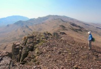 The ridge leading to Point 7042 at hike's end (in middle distance) is prime bighorn sheep habitat.