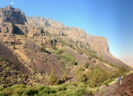 Basalt palisades rise over 1,000' in the rugged Home Creek canyon.