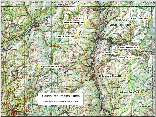Selkirk Mtns Hike Location Map